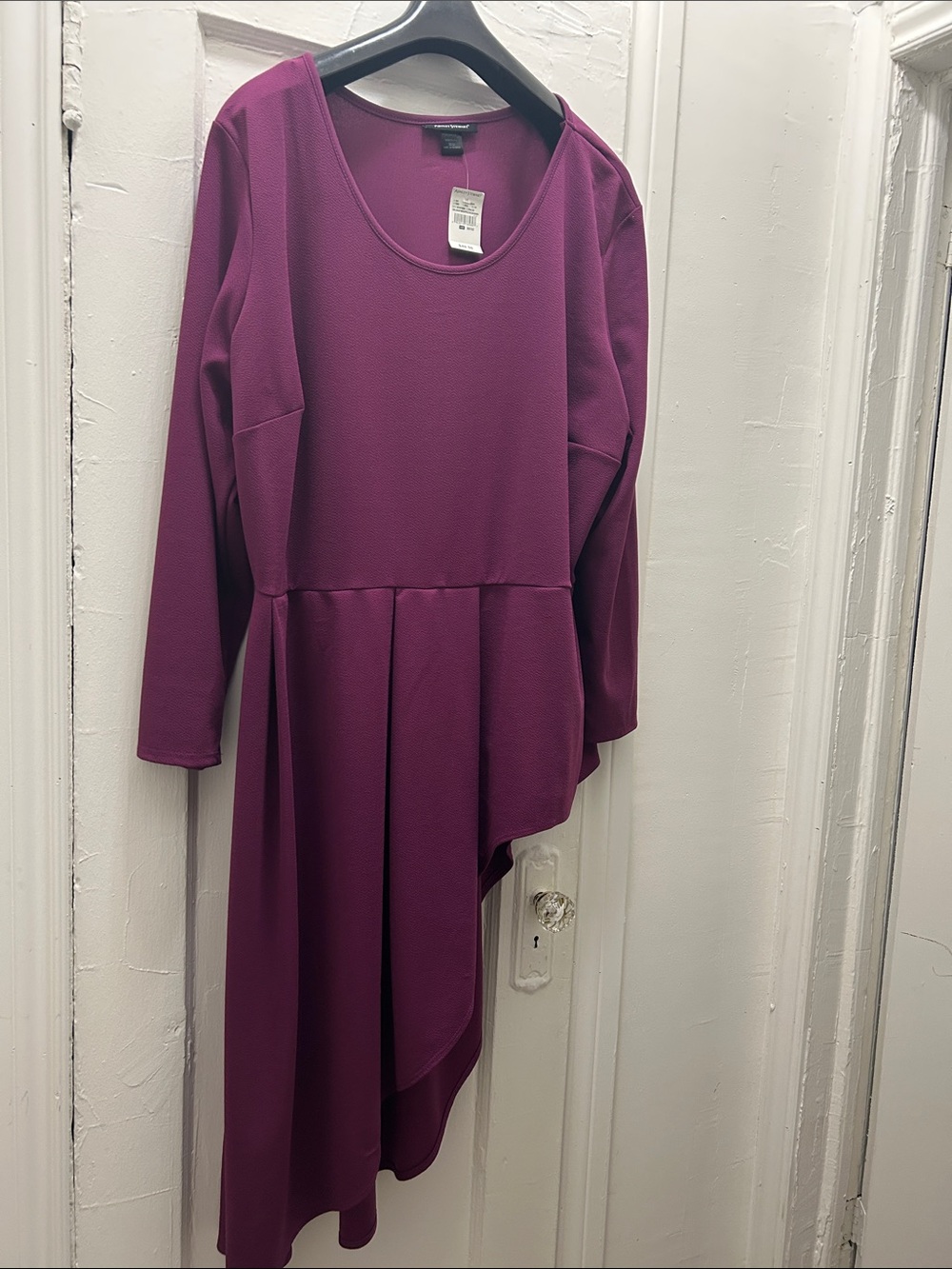 ASHLEY STEWART Plum Long Sleeve Peplum Dress